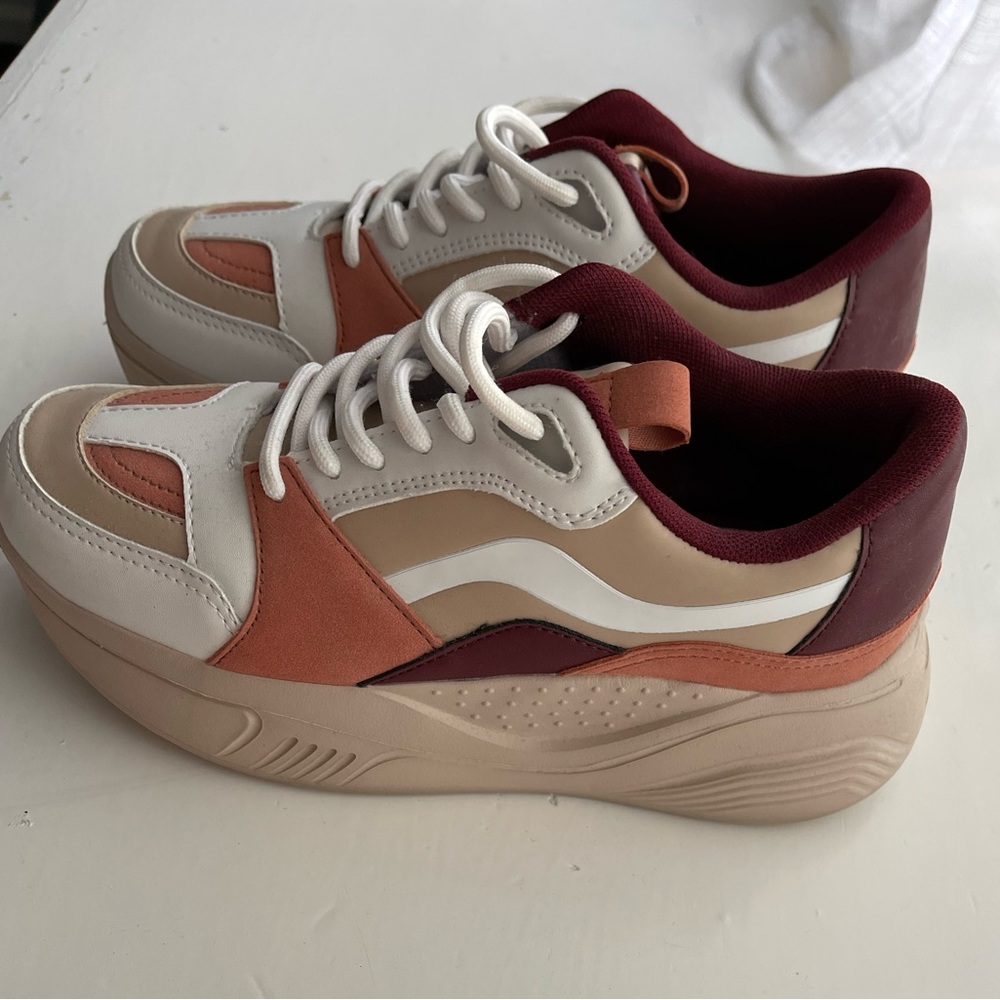 Zara Chunky Sneakers in Cream, Rust, Burgundy, White